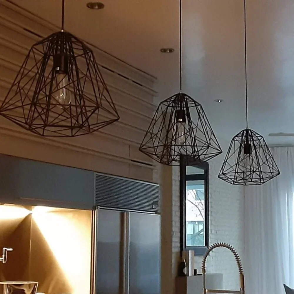 Industrial Chic Iron Light Pendant - like new (1)
